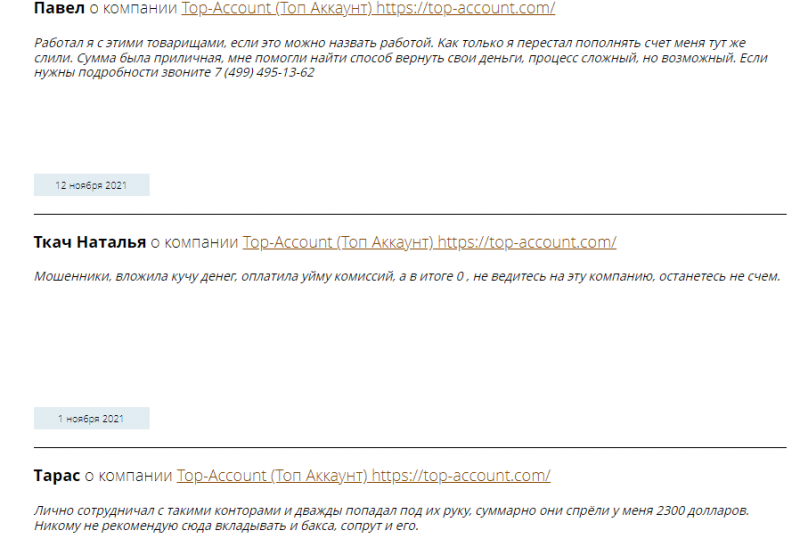 Top-Account — отзывы о проекте