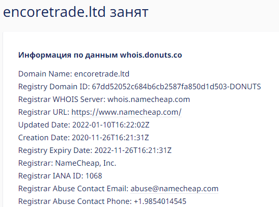 Подробный обзор Encoretrade.Ltd 