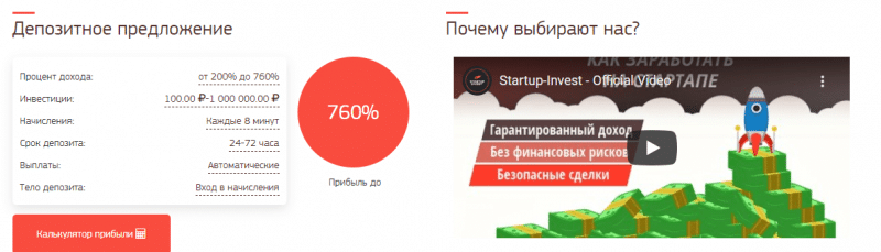 STARTUP INVEST - проблемная фирма с простой схемой 