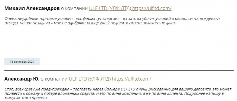 Ulf Ltd: отзывы, разбор торговых условий и анализ сайта