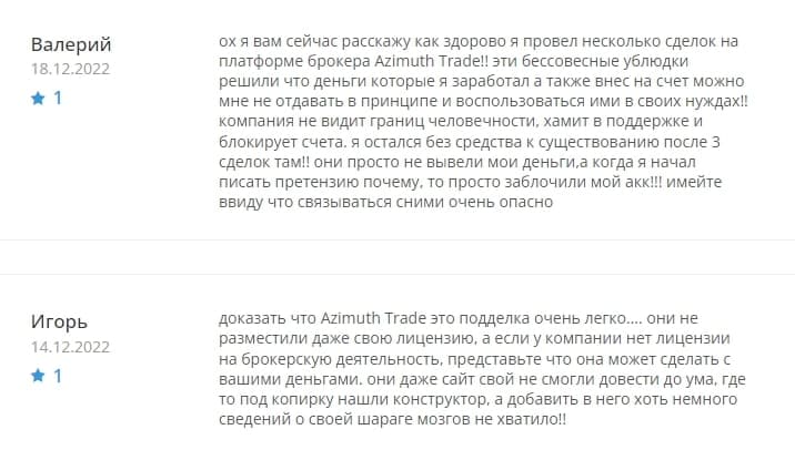 Отзывы клиентов о Azimuth Trade — брокерская компания - Seoseed.ru