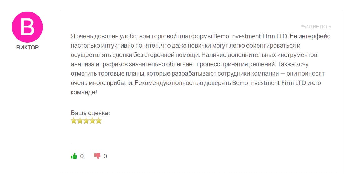 Bemo Investment Firm LTD — отзывы о компании bemoinvestmentfirmltd.com