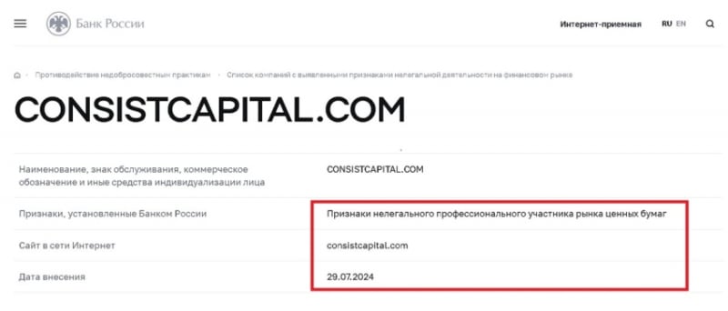 CONSISTCAPITAL: отзыв о работе с брокером. Как вывести деньги на карту?