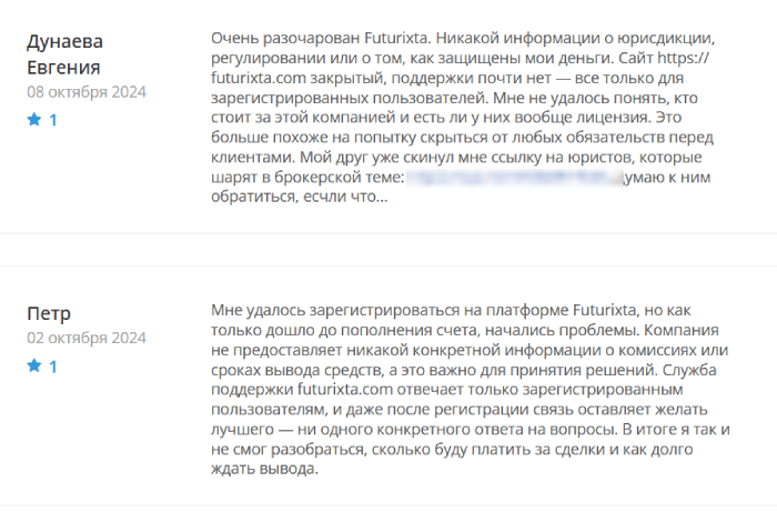 Futurixta (futurixta.com) лжеброкер! Отзыв Telltrue
