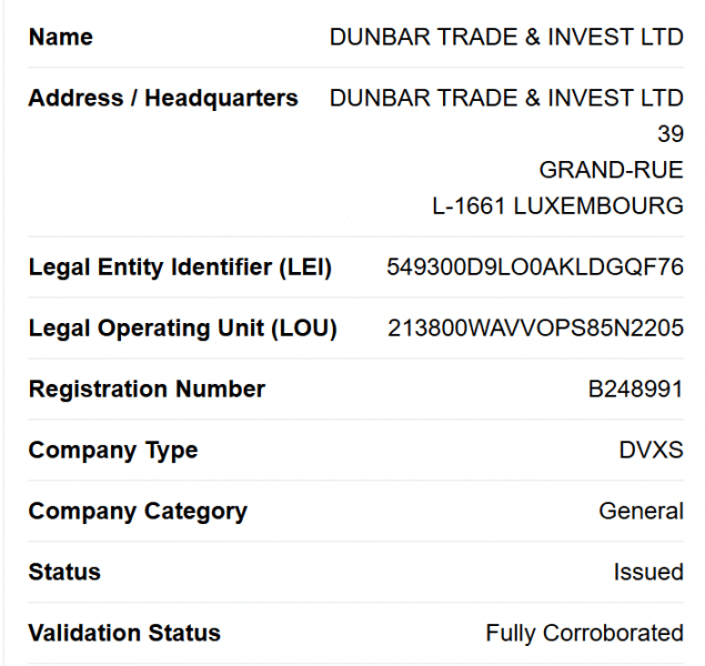 DUNBAR TRADE & INVEST