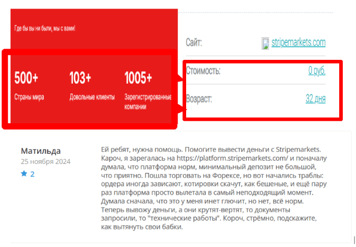 Stripemarkets (stripemarkets.com) лжеброкер! Отзыв Telltrue